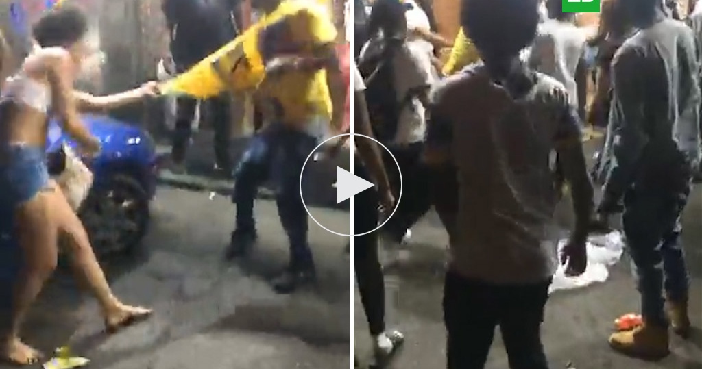 Хулиганы толпой рвут щели беззащитной бразильянке