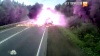 Бешеный грузовик превратил дорогу в огненное мессиво