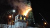 Пылающую колокольню Новодевичьего монастыря тушат более ста пожарных