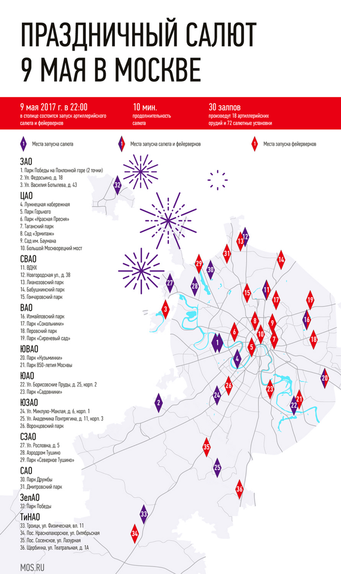 Карта запуска салюта в москве 9