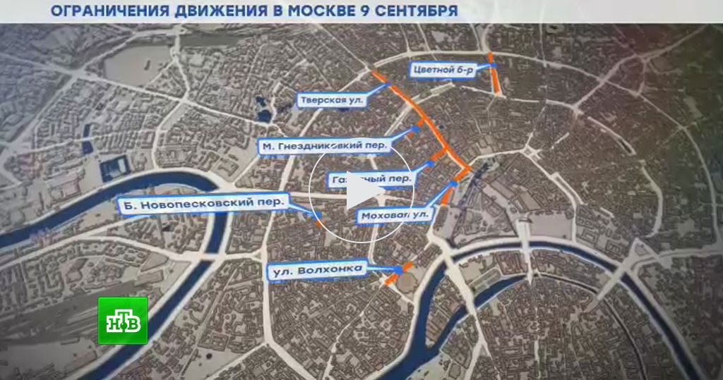 Схема ограничения движения в москве