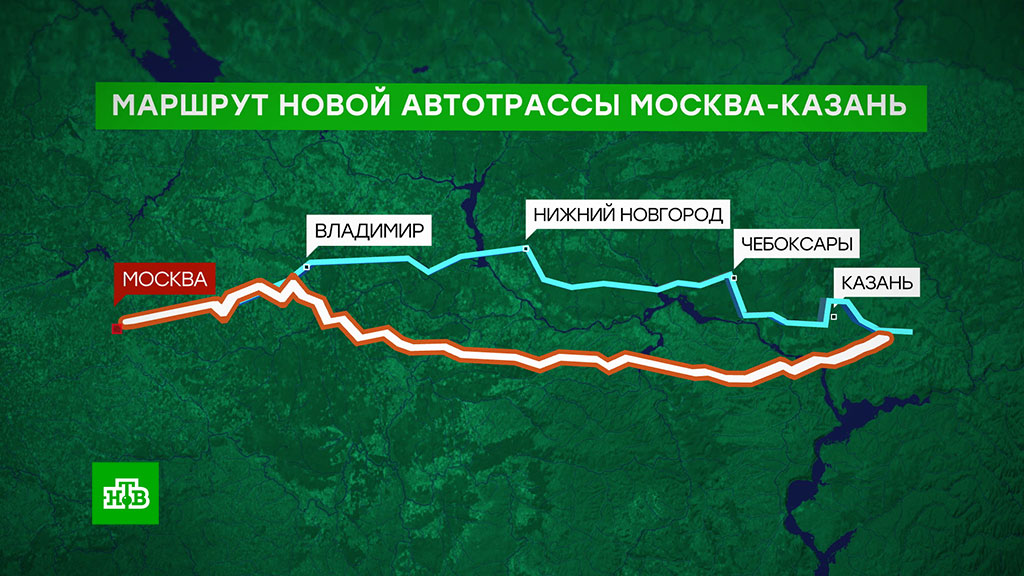 Новая трасса москва казань схема на карте