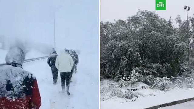 В Анталье впервые за 29 лет выпал снег.Турция, погодные аномалии, снег.НТВ.Ru: новости, видео, программы телеканала НТВ