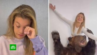 TikTok удалил видео блогерши с живым медведем в квартире 