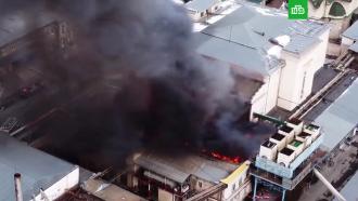 Пожар на хладокомбинате в Пятигорске сняли в воздуха