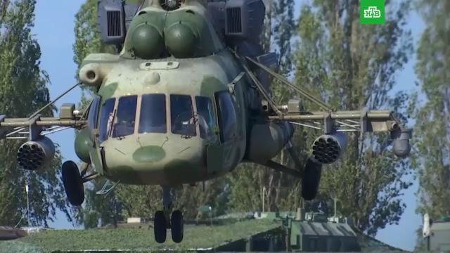 Минобороны показало работу ударных вертолетов Ми-28 на Украине.Минобороны РФ, Украина, войны и вооруженные конфликты.НТВ.Ru: новости, видео, программы телеканала НТВ
