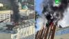 Ресторан загорелся на крыше здания в центре Москвы